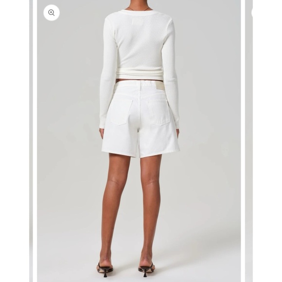 New Citizens of Humanity Brynn Drawstring Jean Denim Shorts in Fresco White 27 - Picture 8 of 14